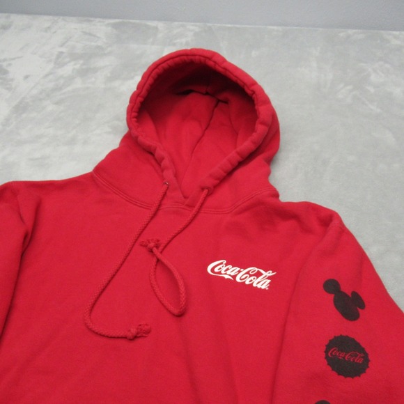 Vintage Walt Disney x Coca-Cola‎ Hoodie Unisex Small Red Fleece Collectible RARE - Picture 7 of 14